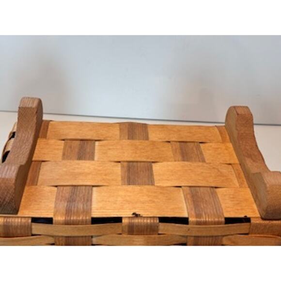 Vintage NEW Peterboro Footed Storage Basket Suede Leather Handles 14.5" x 9" - Picture 9 of 13